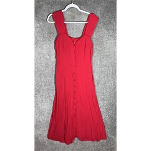 Vintage Hearts Dress‎ Womens Juniors Sz 9/10 Red Semi-Sheer Sleeveless Button Up